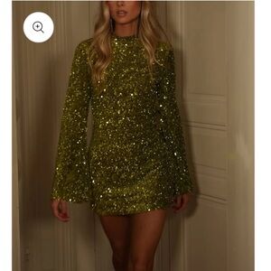 Shimmer Luxe Sequin Long-Sleeve Mini Dress
